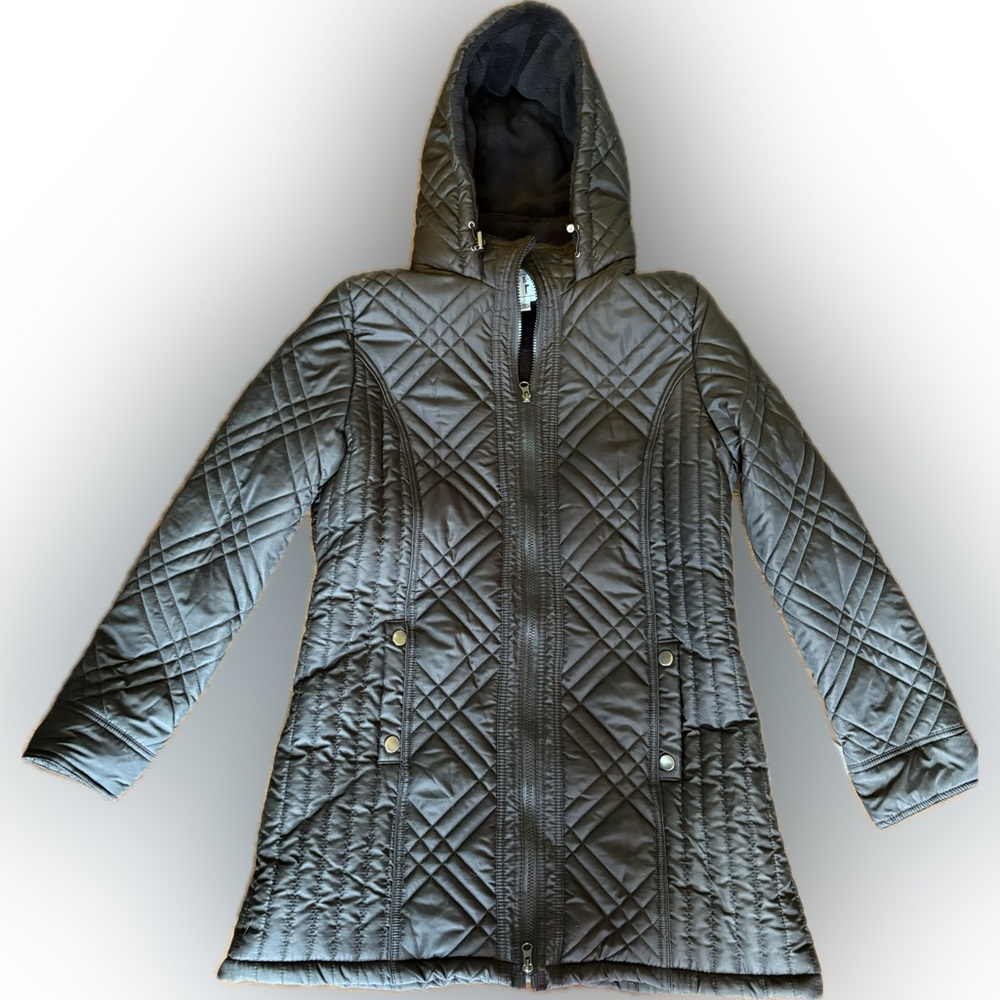 NWT Keren Hart Quilted Puffer Black Jacket Coat Size XL